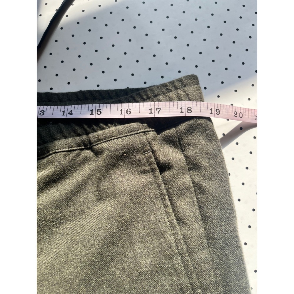 Theory Mens XL Olive Green Wool Blend Flannel Elastic Waist Pull On Pants - Picture 7 of 10